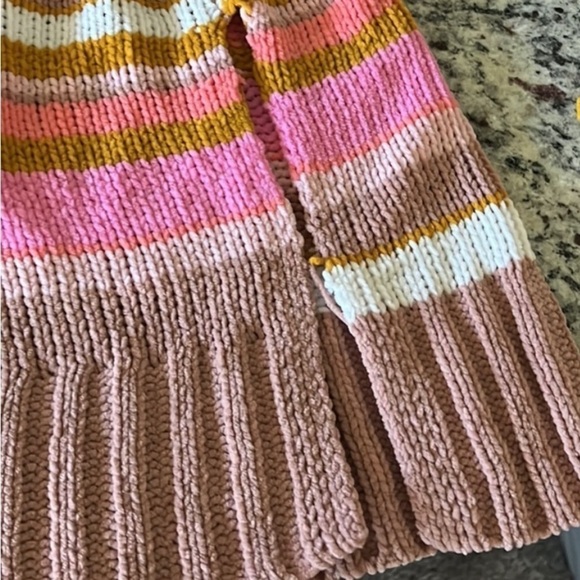 AERIE Striped Pink Chenille Turtleneck Sweater Blogger Fav Size Small - Picture 5 of 5